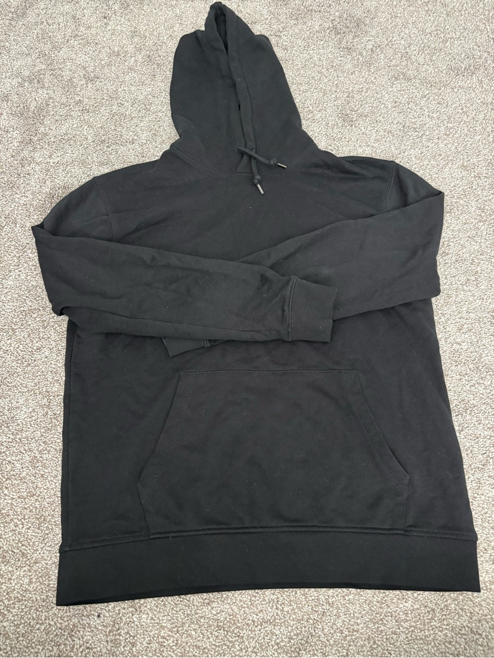 Topman Black Pullover Hoodie with Kangaroo Pocket